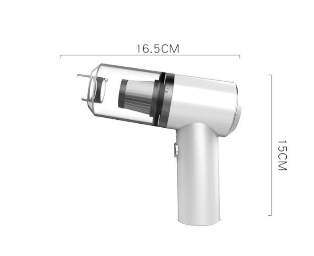 KZ Cordless Car Vacuum dimensions - 16.5cm long by 15cm high