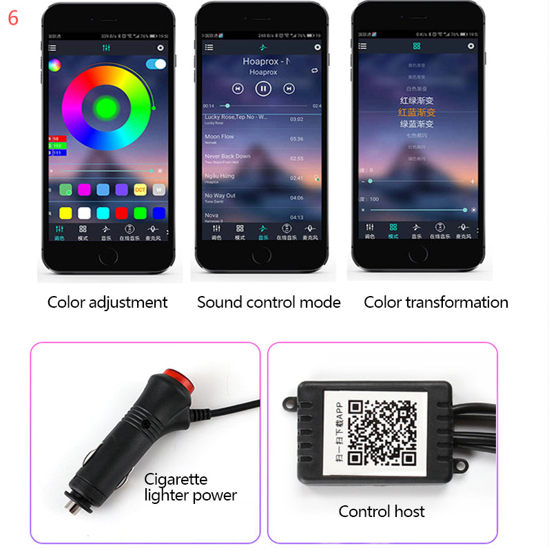 KZ RGB Fiber Optic Ambient Lighting Kit, app-controlled car interior lighting – photo 11
