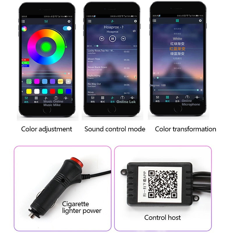 KZ RGB Fiber Optic Ambient Lighting Kit, app-controlled car interior lighting – photo 8