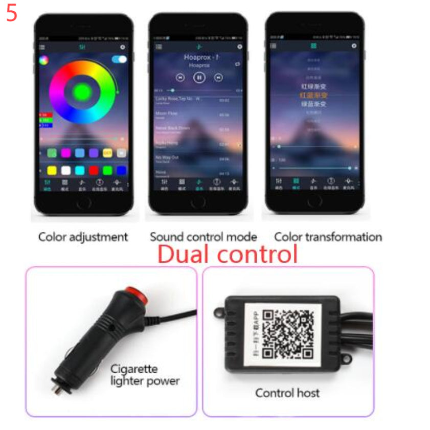 KZ RGB Fiber Optic Ambient Lighting Kit, app-controlled car interior lighting – photo 15