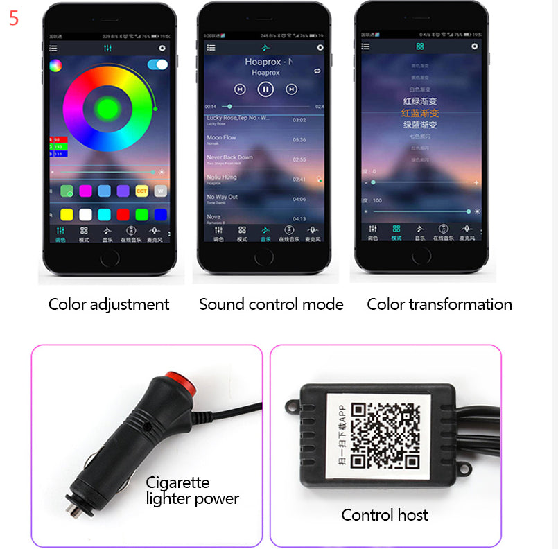 KZ RGB Fiber Optic Ambient Lighting Kit, app-controlled car interior lighting – photo 9