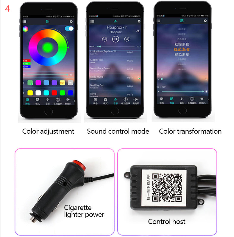 KZ RGB Fiber Optic Ambient Lighting Kit, app-controlled car interior lighting – photo 10