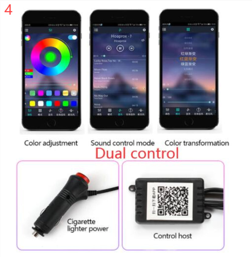 KZ RGB Fiber Optic Ambient Lighting Kit, app-controlled car interior lighting – photo 14