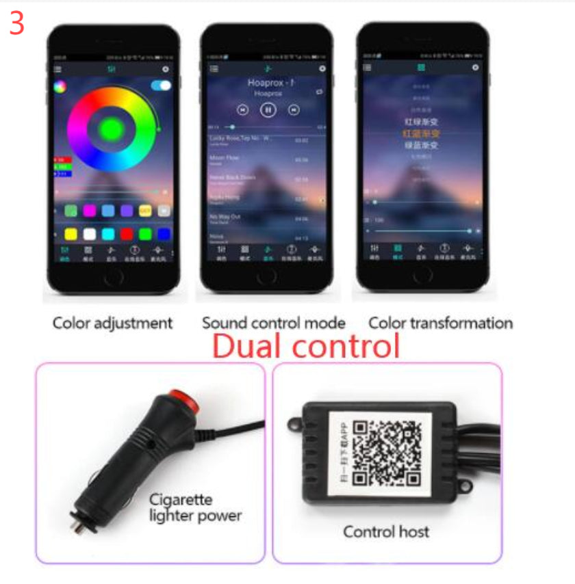 KZ RGB Fiber Optic Ambient Lighting Kit, app-controlled car interior lighting – photo 13
